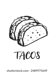 Tacos illustration on white color background