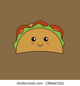 Tacos Kawaii Isolated Vector Illustration. eps 10