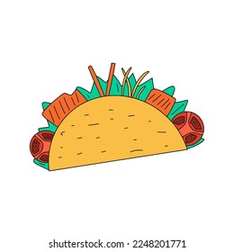 Tacos, Latin American traditional food. Vector illustration in flat style