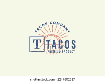 Tacos logo design vector illustration. Good for restaurant menu and cafe badge. Vintage typography logotype template.