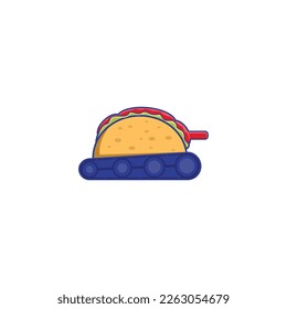 the tacos logo that looks scary and fun because it's combined with a tank shape, suitable for food businesses, stickers and so on.