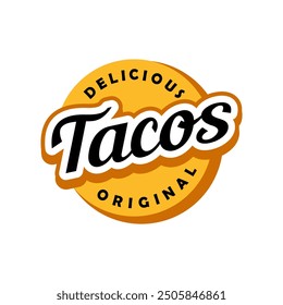 Tacos logo vector illustration template. Lettering logo vector. Delicious tacos. Street food