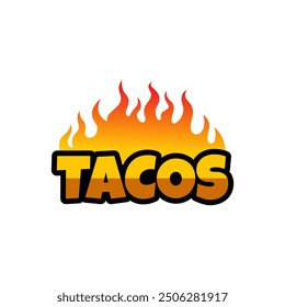 Tacos logo vector illustration template. Lettering logo vector. Delicious tacos. Street food