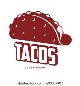 Tacos logo vector illustration. Vintage style badges and labels design concept for mexican fast food. Two colors logo templates for your design. Isolated on a white background