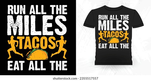 Tacos Lover Funny Running Marathonläufer Retro Vintage Running T-Shirt Design