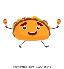 Tacos with maracas icon. Cartoon of tacos with maracas vector icon for web design isolated on white background