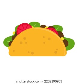 Tacos with meat and vegetable. Traditional mexican fast-food. Taco Mexico food. Isolated white background.
