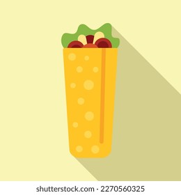 Tacos menu icon flat vector. Mexican taco. Food cheese