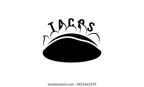 Tacos mexican fast food sign, black isolated silhouette svg