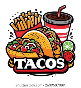 Tacos Mexican fast food vector silhouette