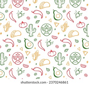 Tacos and nachos pattern vector