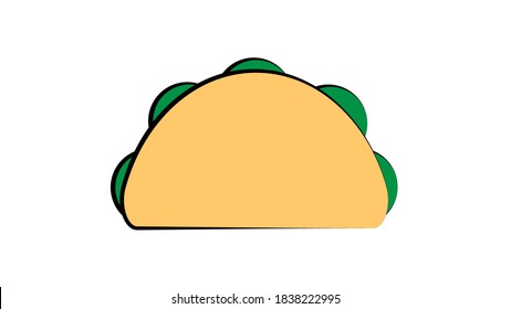 tacos on white background, vector illustration. traditional mexican cuisine. delicious appetizing lunch. hearty snack with meat filling. vegetarian sandwich with herbs and cheese.
