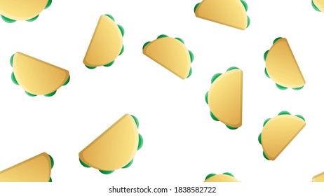 tacos on white background, vector illustration, pattern. traditional Mexican cuisine. delicious appetizing dish. wallpaper for restaurant and cafe. decor of the cooking area, kitchen, fast food