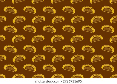 Plano de fundo do padrão Tacos. Padrão contínuo de fundo tacos desenhados à mão. Fundo de padrão de taco de doodle. Ilustração do ícone Taco. Vetor do plano de fundo do contorno dos tacos.