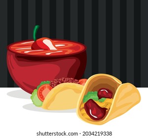 tacos and pepper sauce mexican food