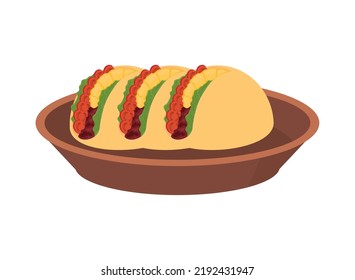 tacos in a plate icon isolated