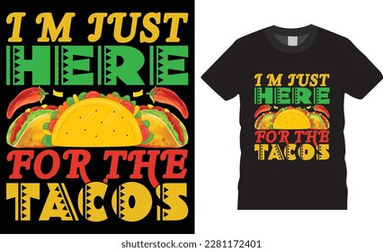 Tacos premium vector t-shirt design template.Fully editable mexican festival vector graphic and print ready file.T-shirts used for fashion, print, poster,gift, card and etc.