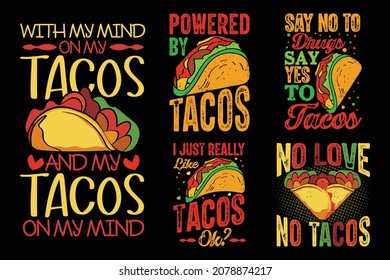 Tacos zitiert Schriftzeichen-Set-Bundle für T-Shirt-Design