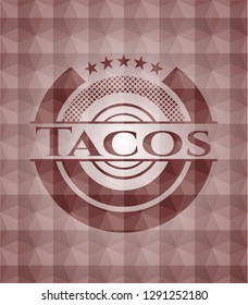 Tacos red polygonal badge. Seamless.