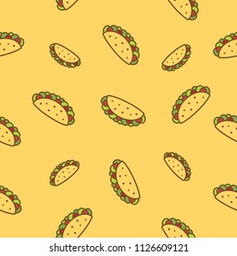 Tacos Seamless Pattern Design Icon Vector Symbol Fast Food