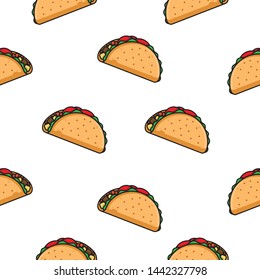 Tacos Seamless Pattern. Taco vector pattern on white background