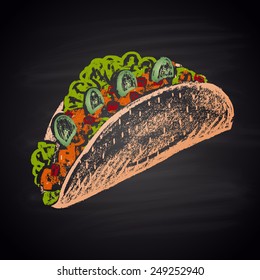 Tacos sharp color illustration chalk.