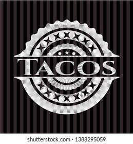 Tacos silver emblem. Vector Illustration. Mosaic.