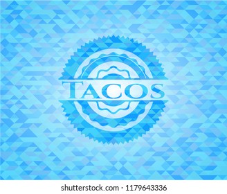 Tacos sky blue emblem. Mosaic background