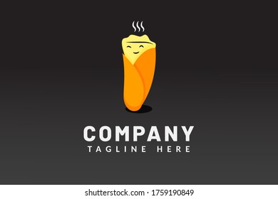 tacos smiling Illustration logo template for restaurant logo, food company, cafe brand. use for iconic mark system, implementation for printing, website, business card, background.