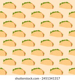 Tacos snack seamless pattern. Vector flat illustration.