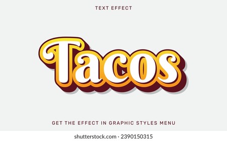 Tacos text effect template in 3d design