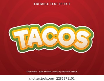 tacos text effect template business logo and brand editable vector