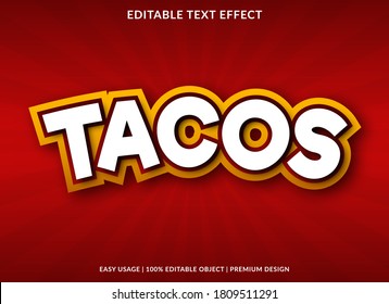 tacos text effect template design with bold font style and cartoon concept use for brand and business logo