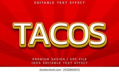 tacos text effect template design with bold font style and cartoon concept use for brand and business logo