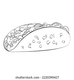 Tacos in a thin line. Vector on a white background.