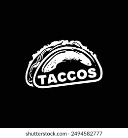 Tacos vector icon logo silhouette illustration design black and white 