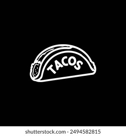 Tacos vector icon logo silhouette illustration design black and white 