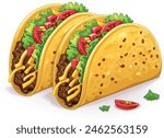 Tacos vector illustration on white background, iconic Mexican food design
