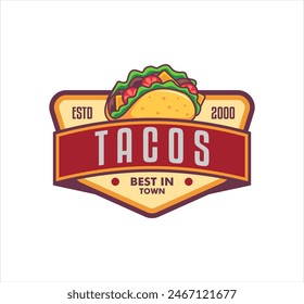 tacos vector logo template 
label sticker emblem for mexican food illustration Food truck business