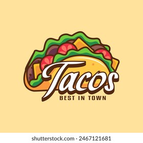 tacos vector logo template 
label sticker emblem for mexican food illustration Food truck business