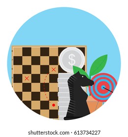 Tactic finance vector. Success solution icon, bullseye target exactly illustration