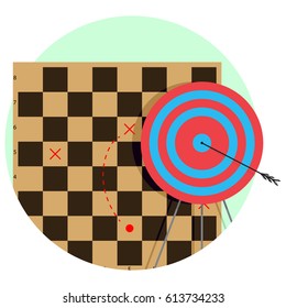Tactic to goal. Poject strategy, tactical graphic challenge, vector illustration