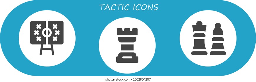  tactic icon set. 3 filled tactic icons.  Simple modern icons about  - Tactics, Chess