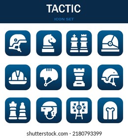 tactic icon set. Vector  illustrations related with Helmet, Chess and Chess
