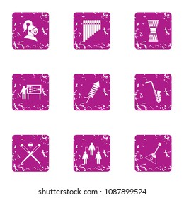 Tactic icons set. Grunge set of 9 tactic vector icons for web isolated on white background