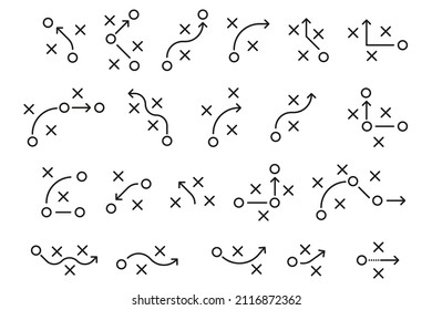 Tactic icons. Stroke line icons set of strategy. Simple symbols for app development and website design. Vector illustration