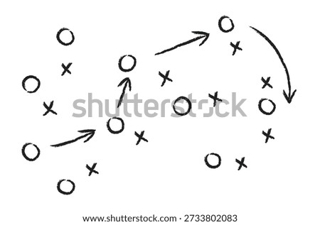 Tactic for soccer. Scheme for training of football team Soccer strategy field, football game tactic sport plan outline vector illustration