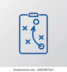 Tactic, strategy simple icon vector. Flat design. Paper cut design. Cutted blue symbol with shadow. Gray background.ai