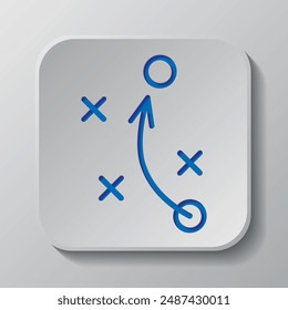 Tactic and strategy simple icon vector. Flat design. Paper cut design. Cutted blue symbol with shadow. Gray badge button, gray background.ai