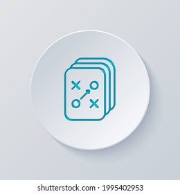 Tactic and strategy for win, simple business icon. Cut circle with gray and blue layers. Paper style